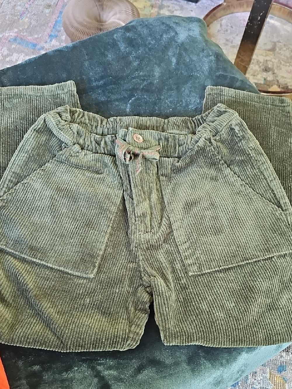 Corduroy Pull-On Pants in Olive Green